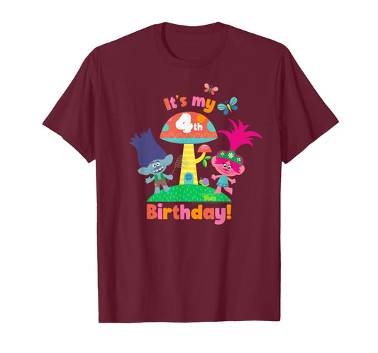 DreamWorks Trolls Poppy and Branch 4th Birthday T-Shirt