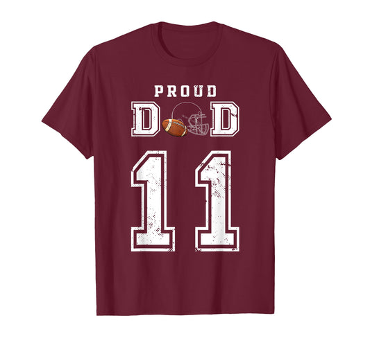 Custom Proud Football Dad Number 11 Personalized For Men T-Shirt