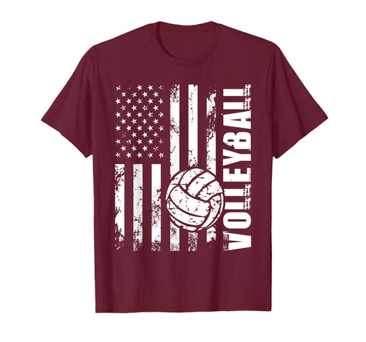 Beach Volleyball - USA American Flag Setters Players Coach T-Shirt