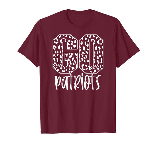 Patriots Team Mascot School Spirit Game Night Leopard Print T-Shirt