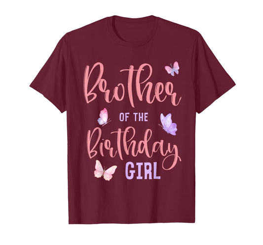Brother of The Birthday Girl Butterfly Party Matching Family T-Shirt
