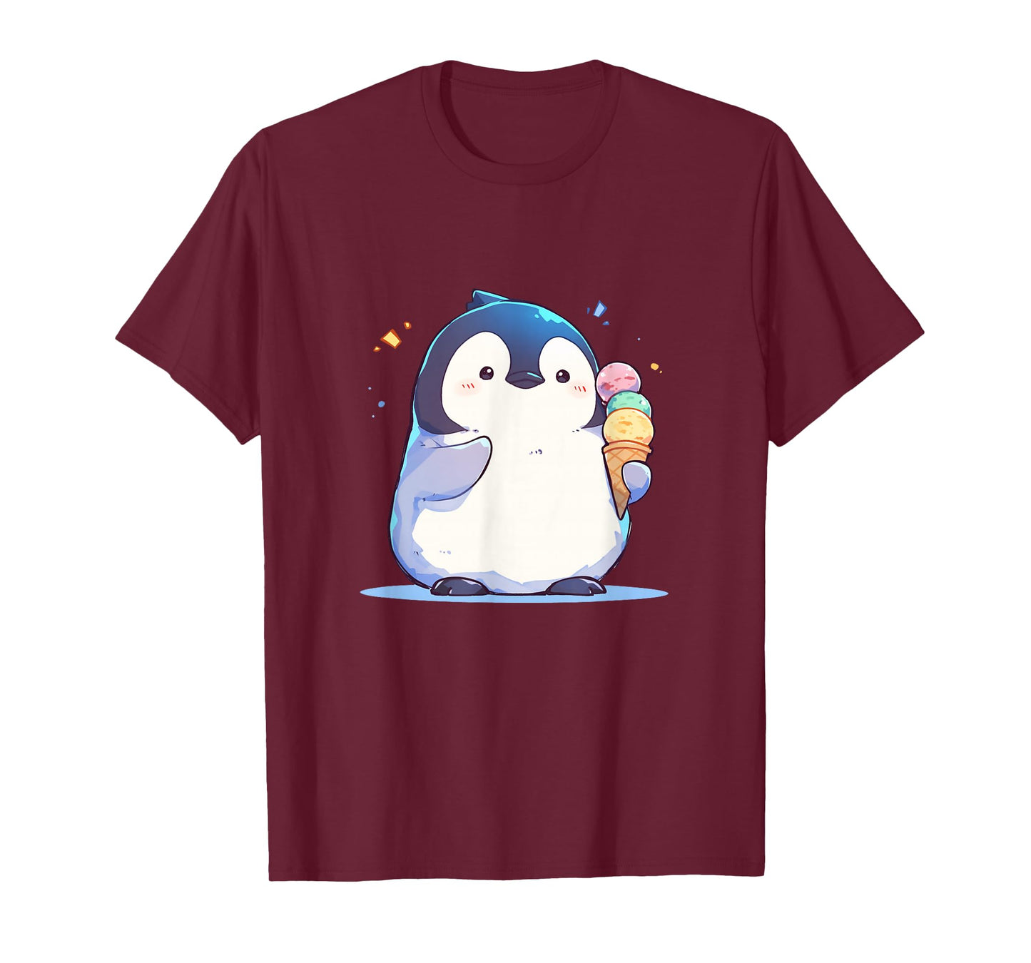 Penguin Eating Ice Cream - Penguin Kawaii T-Shirt