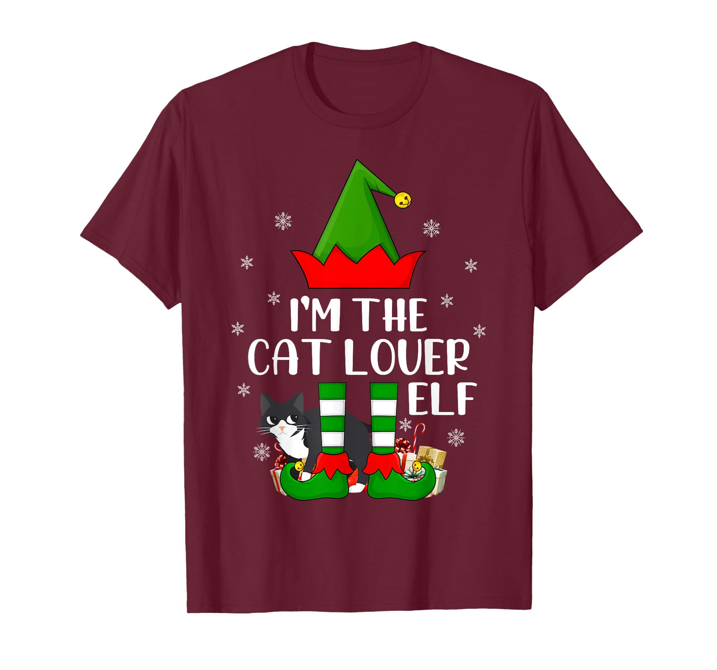 Matching Family I'm The Cat Lover Elf Christmas T-Shirt for Men Women Kids