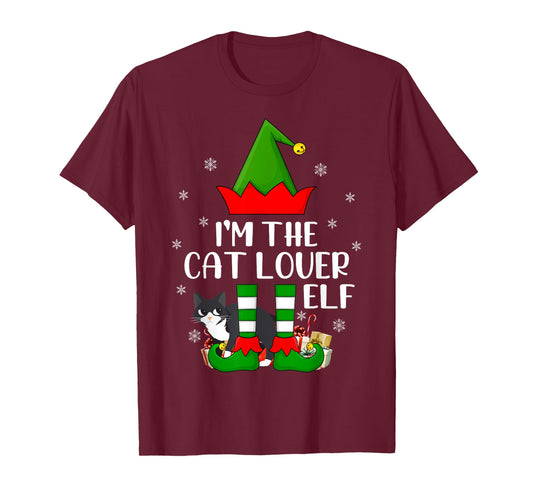 Matching Family I'm The Cat Lover Elf Christmas T-Shirt for Men Women Kids