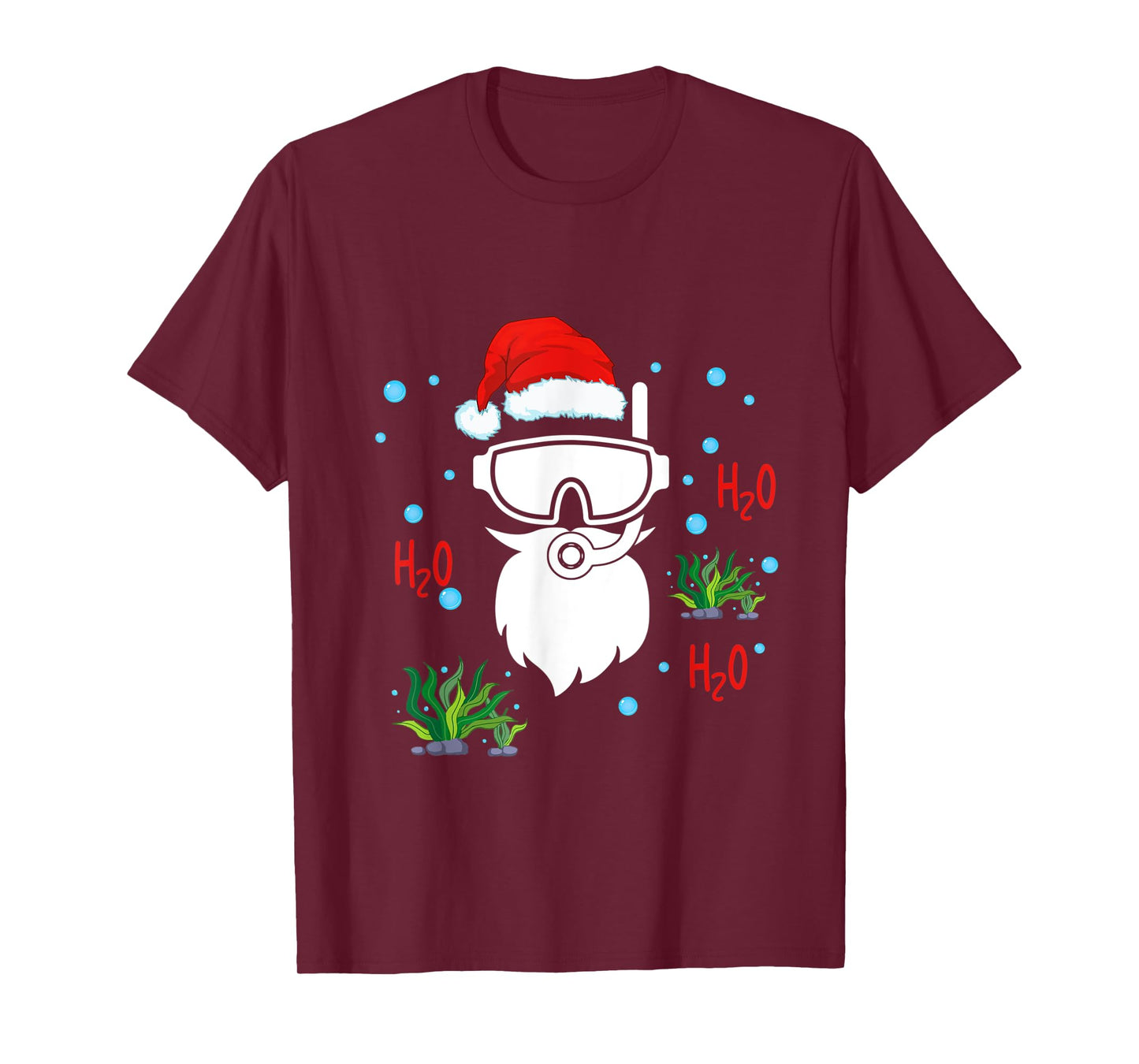 Christmas Diving Santa Face Funny Scuba Diver Dving Lover T-Shirt