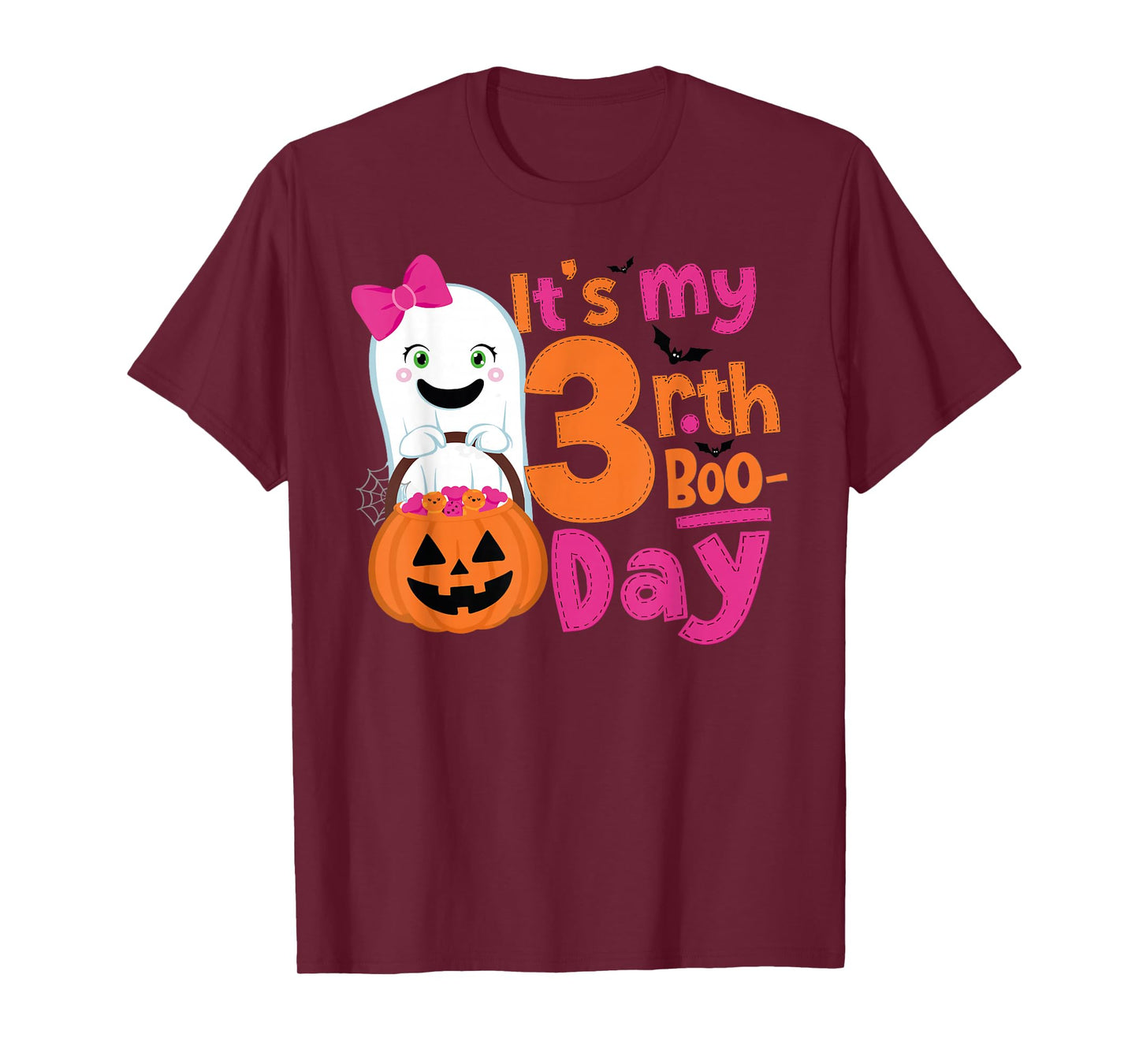 It's My 3rd Boo-Day Halloween 3 Year Old Ghost Birthday Girl T-Shirt