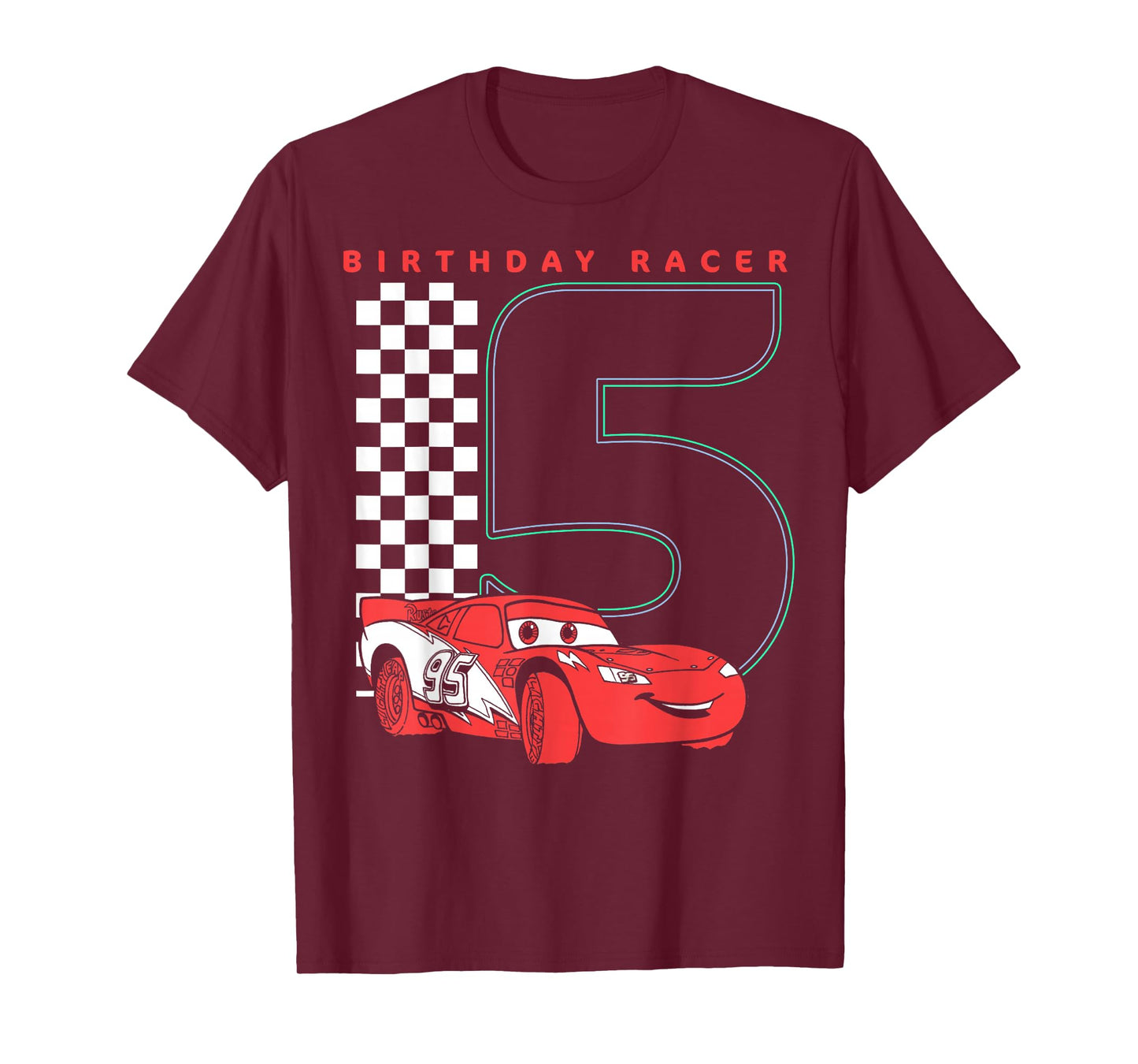 Disney Pixar Cars 5th Birthday Racer McQueen Graphic T-Shirt T-Shirt Small