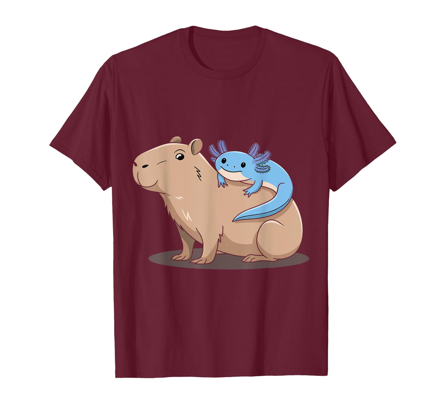Cute Kawaii Axolotl Hugging Capybara Lover Animal Boys Kids T-Shirt
