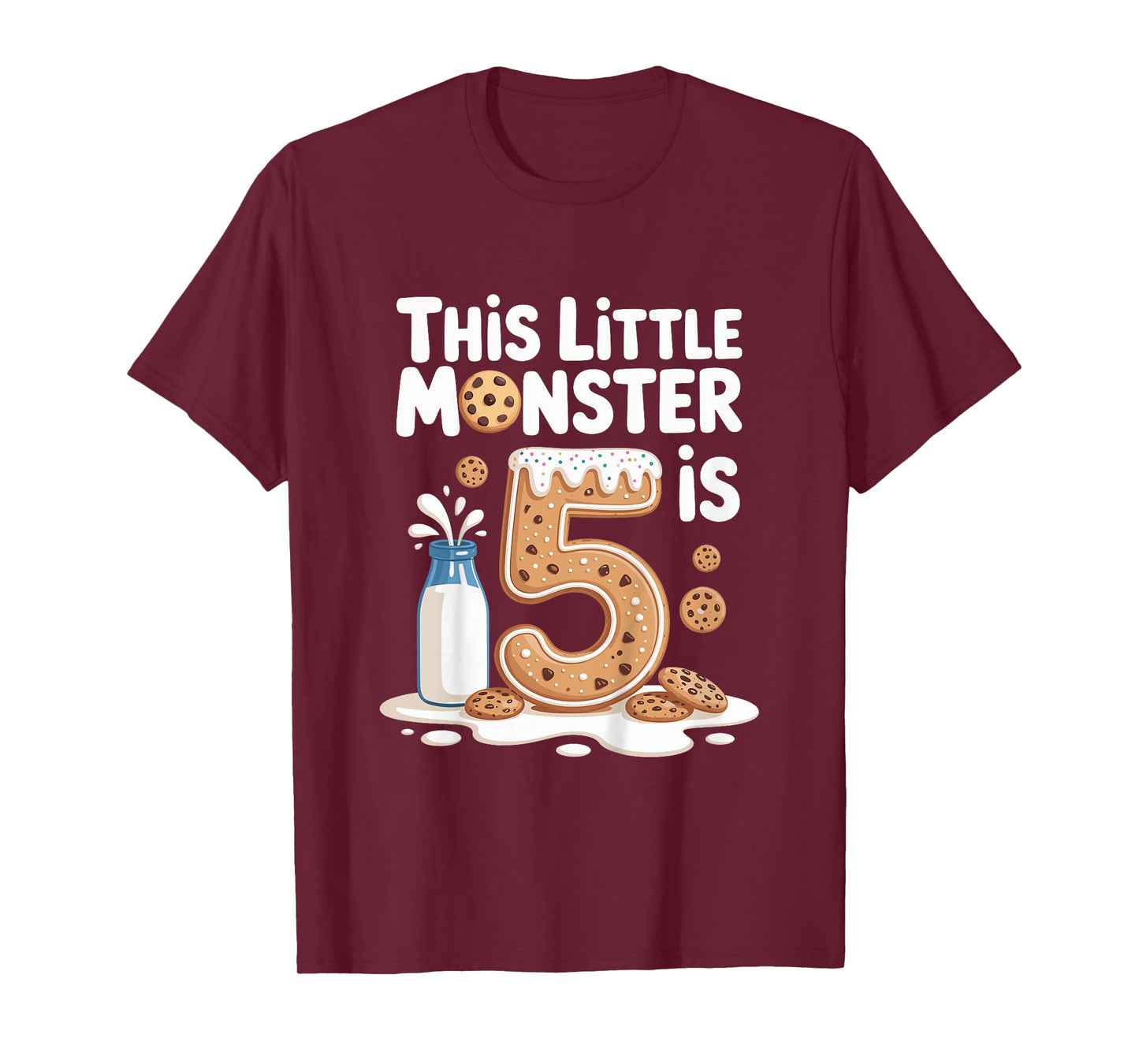 Kids This Cute Monster is 5 Cute Cookie 1st Birthday T-Shirt