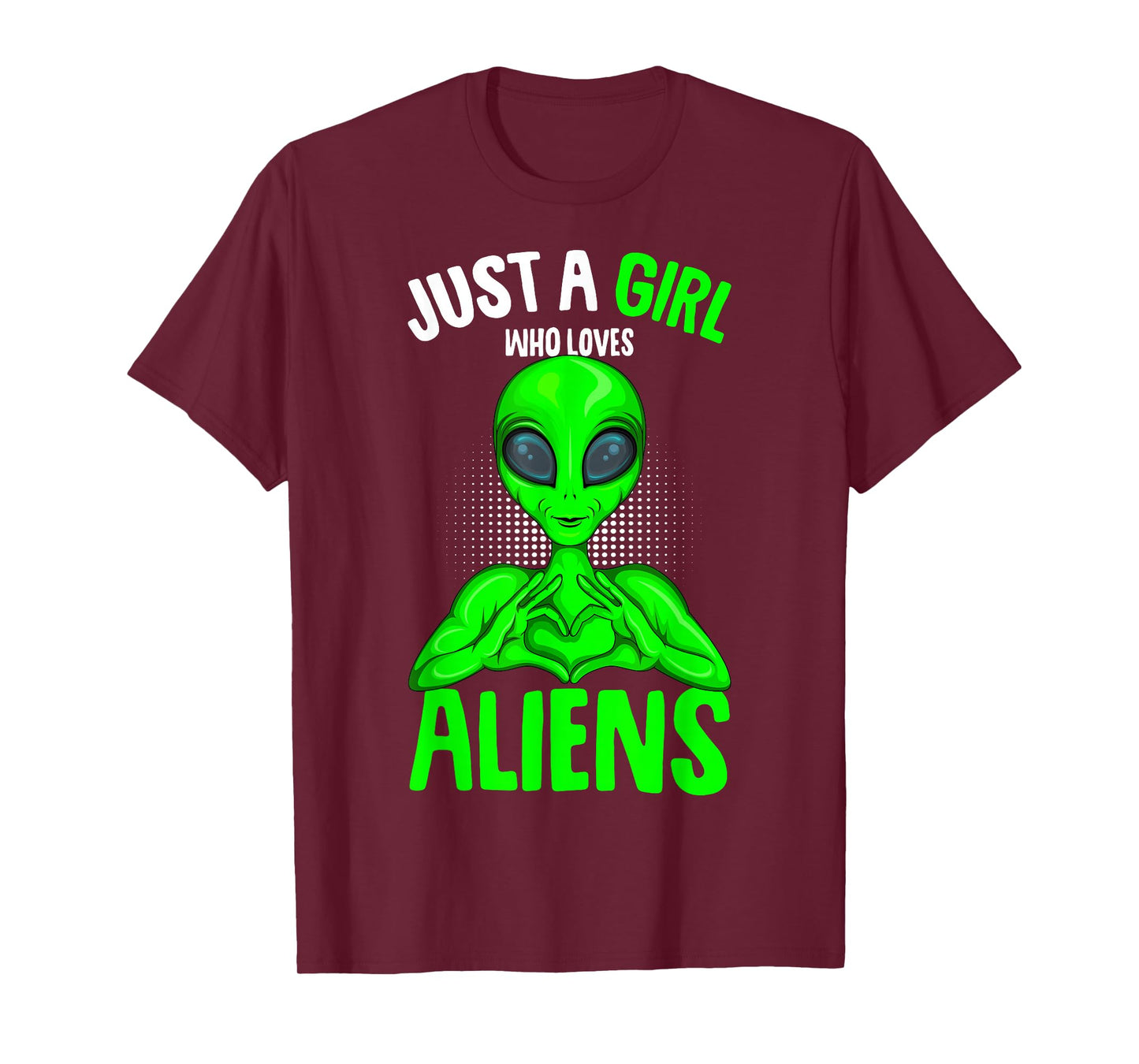 Just a Girl who loves Aliens Ufo Kids Green Alien T-Shirt
