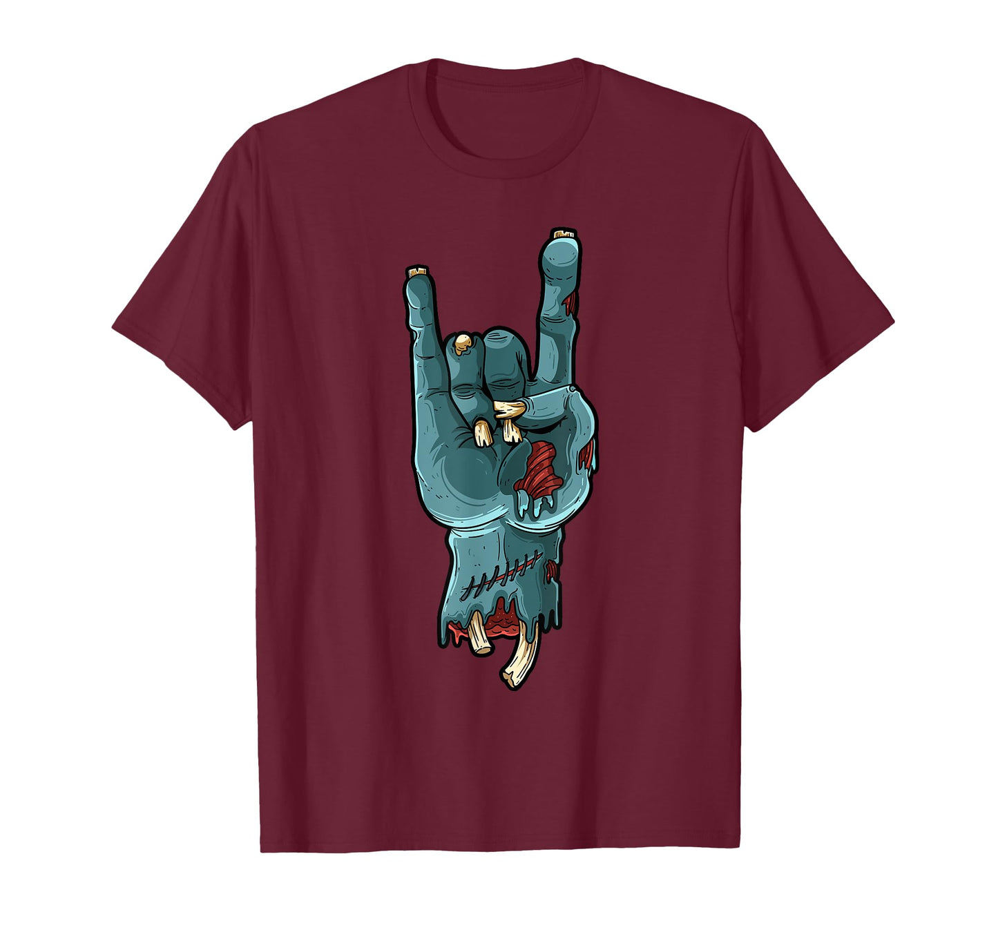 Zombie Hand Funny Halloween Rocker Rock Easy Cosplay Costume T-Shirt
