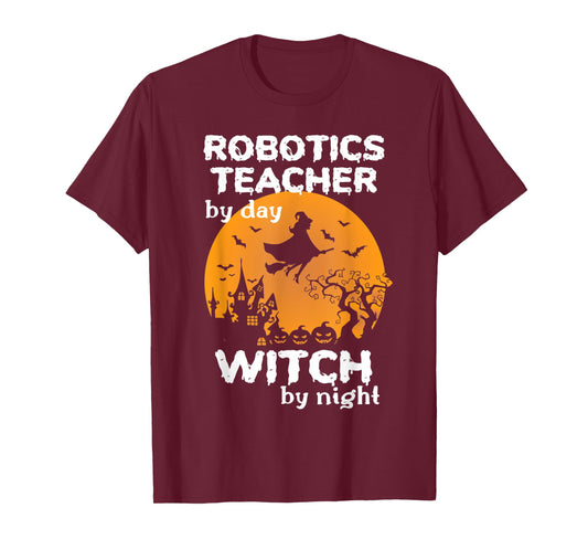 Funny Witch Pumpkin Robotics Teacher Halloween Costume T-Shirt