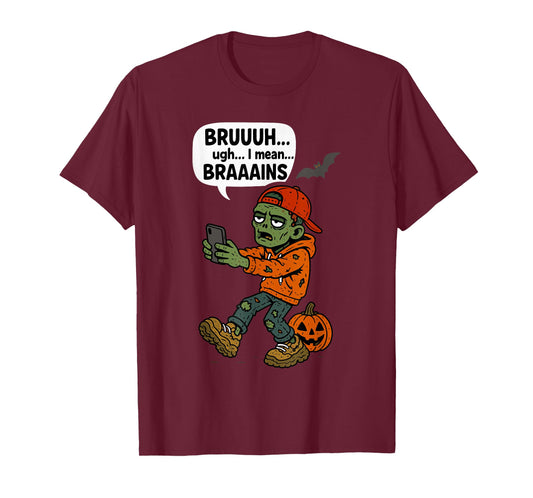 Zombie Bruh Pumpkin Men Women Kids Teens Funny Halloween T-Shirt