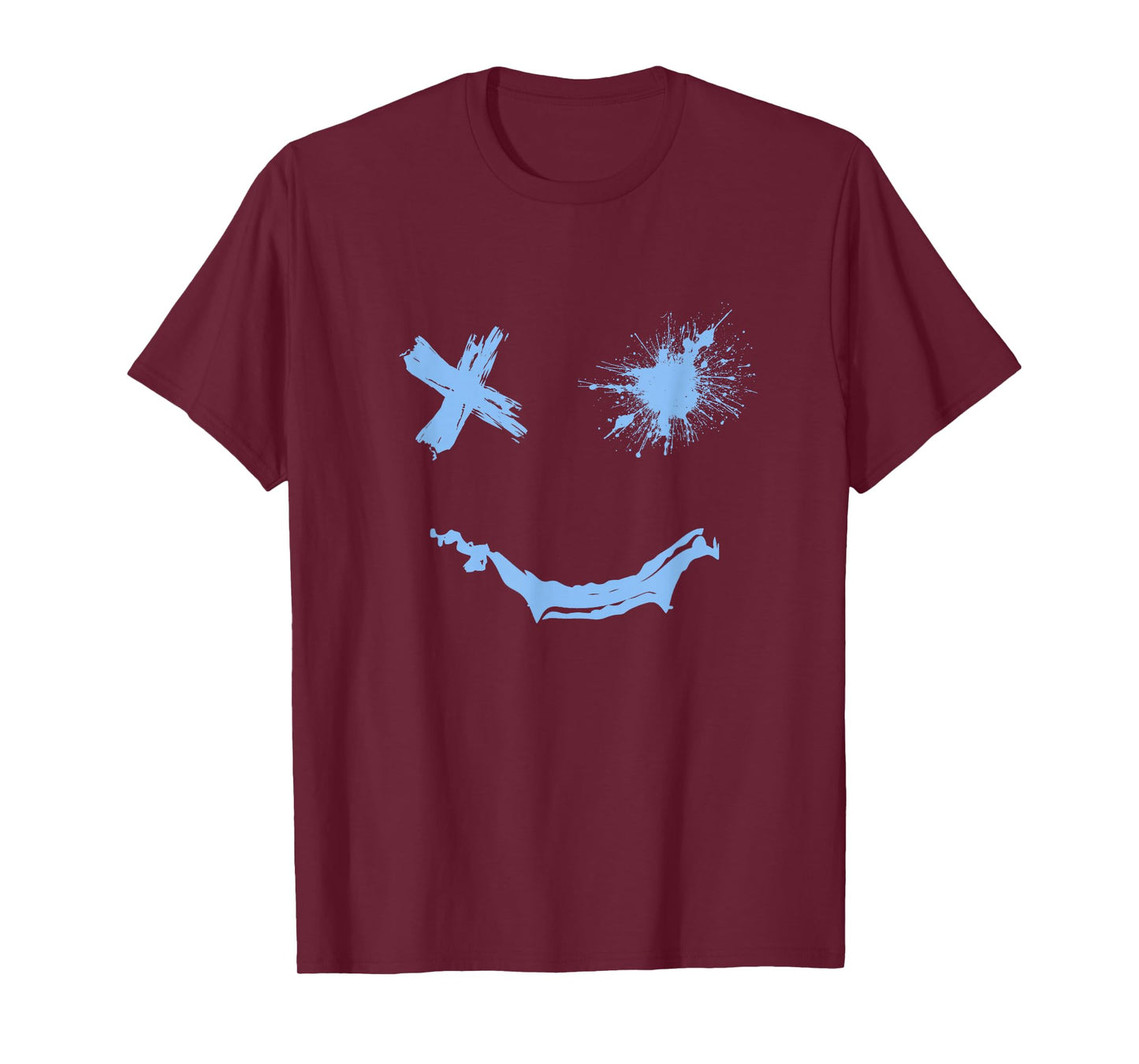 Blue Grunge Smile Blue Color Graphic T-Shirt
