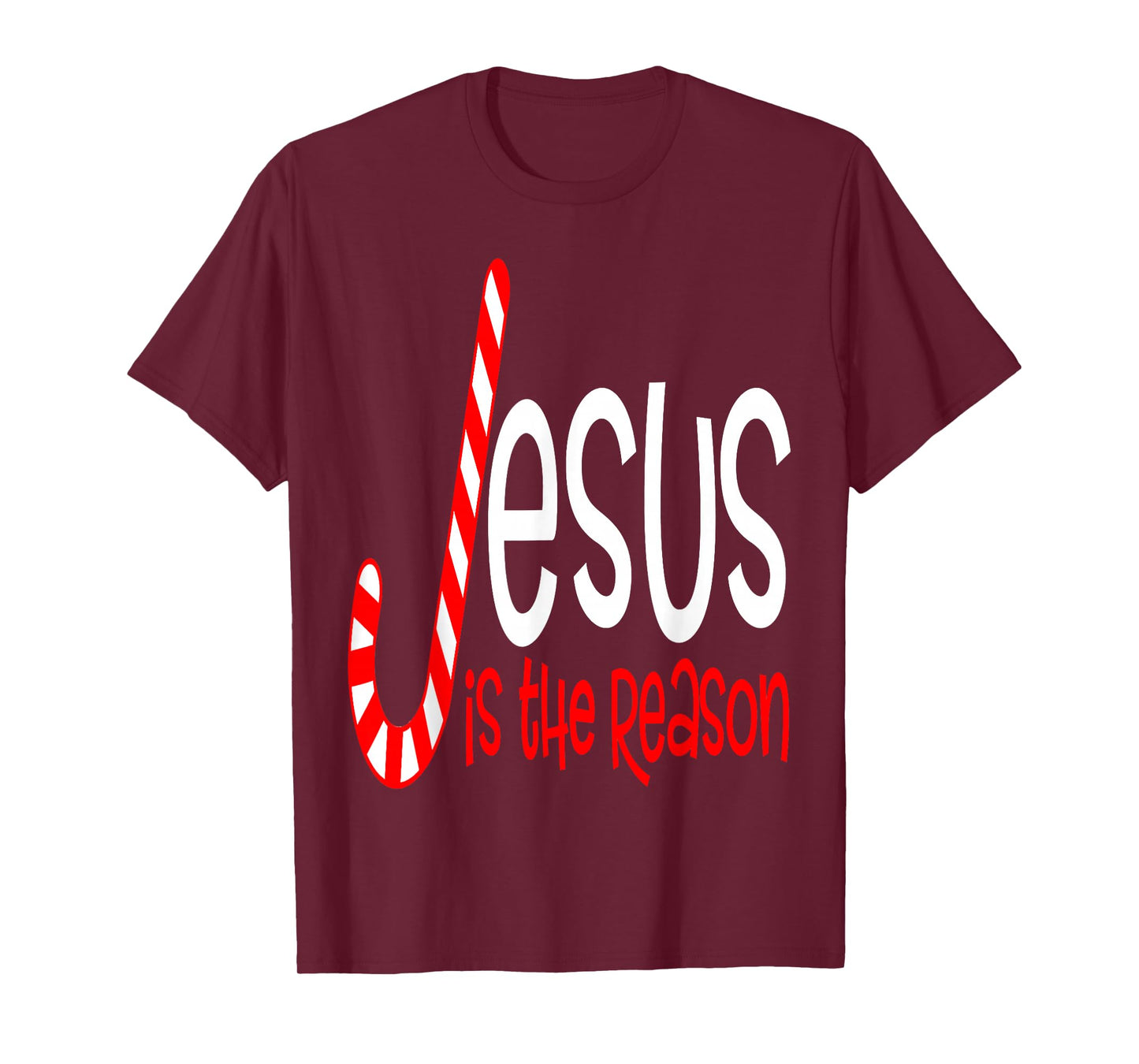 Jesus Is The Reason Christian Religious Christmas Candy Cane T-Shirt