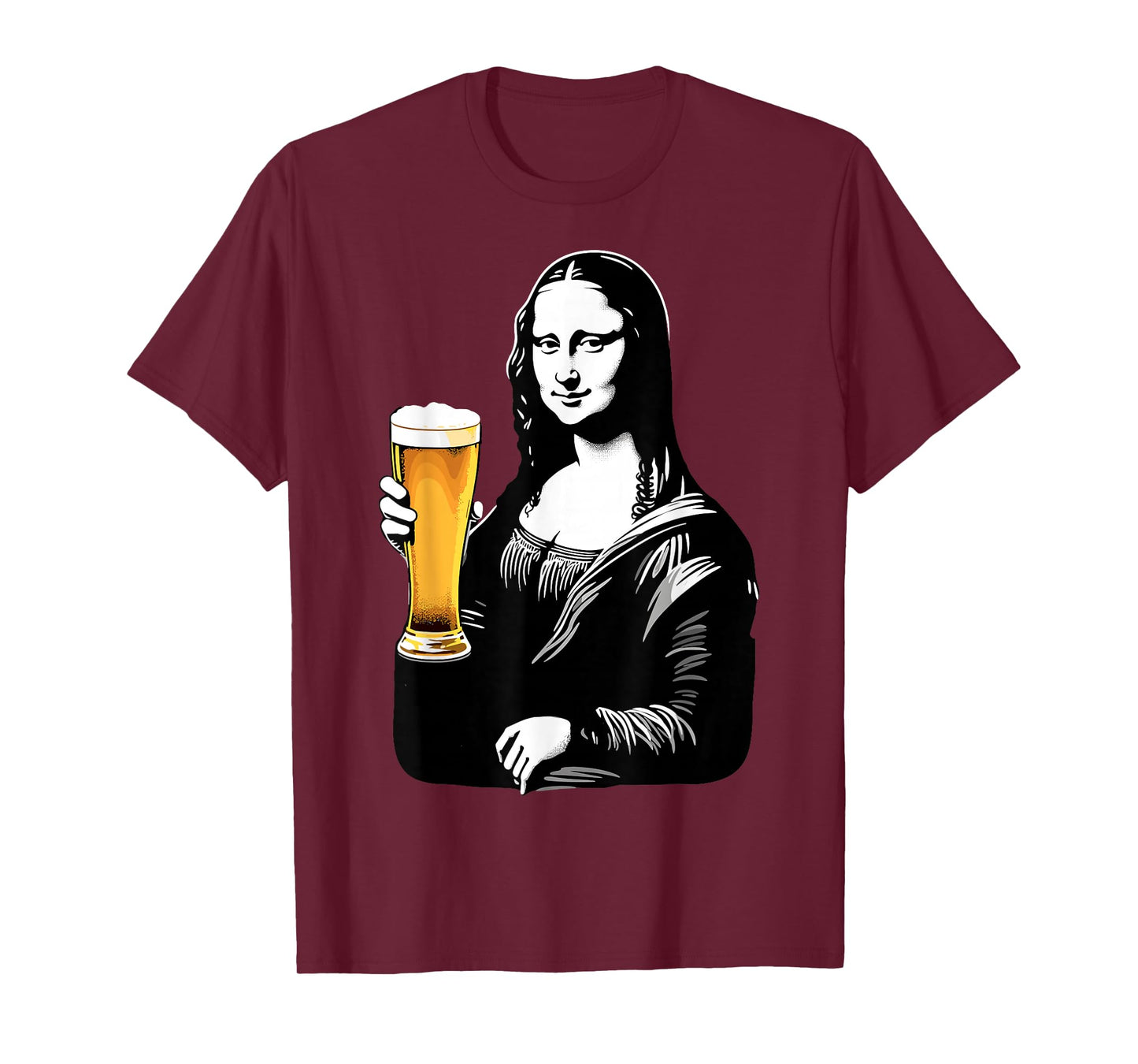 Mona Lisa Drinking Beer Party Joke Beer & Art Lover Humor T-Shirt