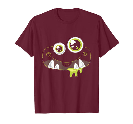 Cute Monster Face Halloween Costumes Kids Fun T-Shirt