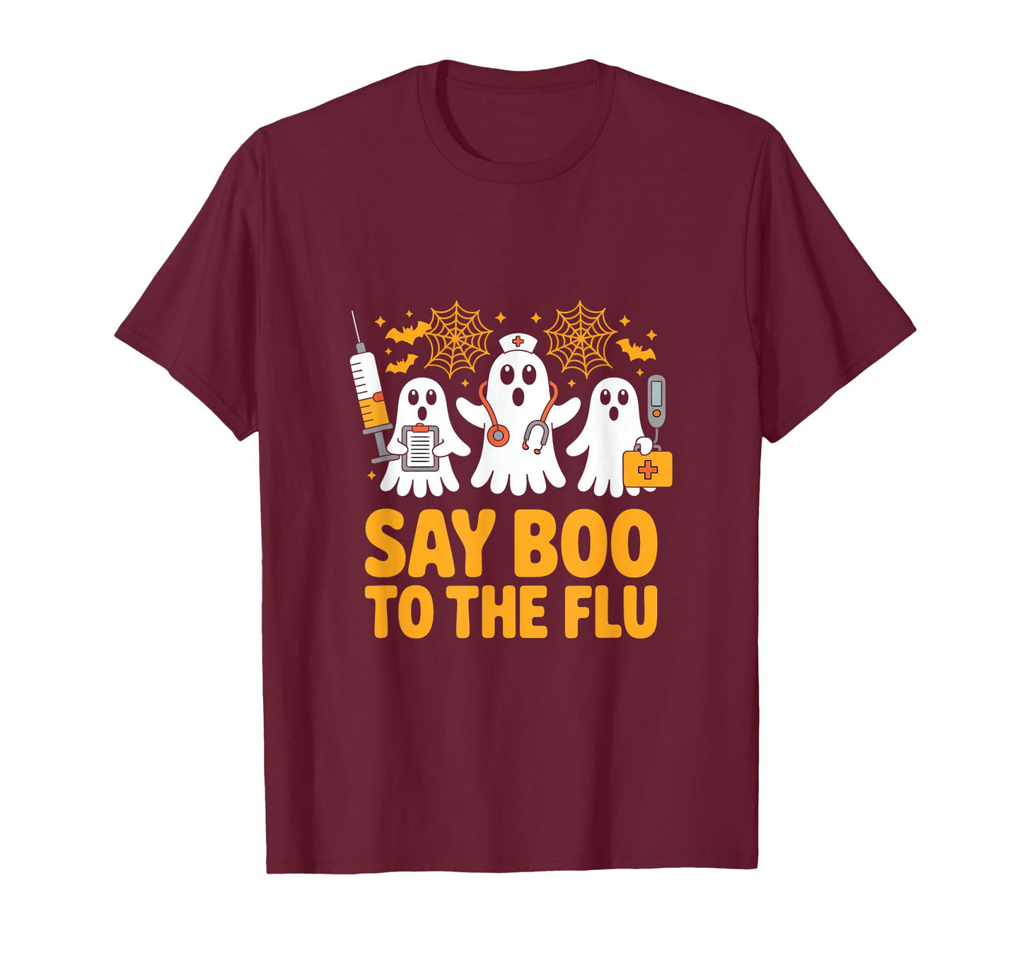 Funny Nurse Ghost Halloween Vaccine Say Boo to The Flu T-Shirt