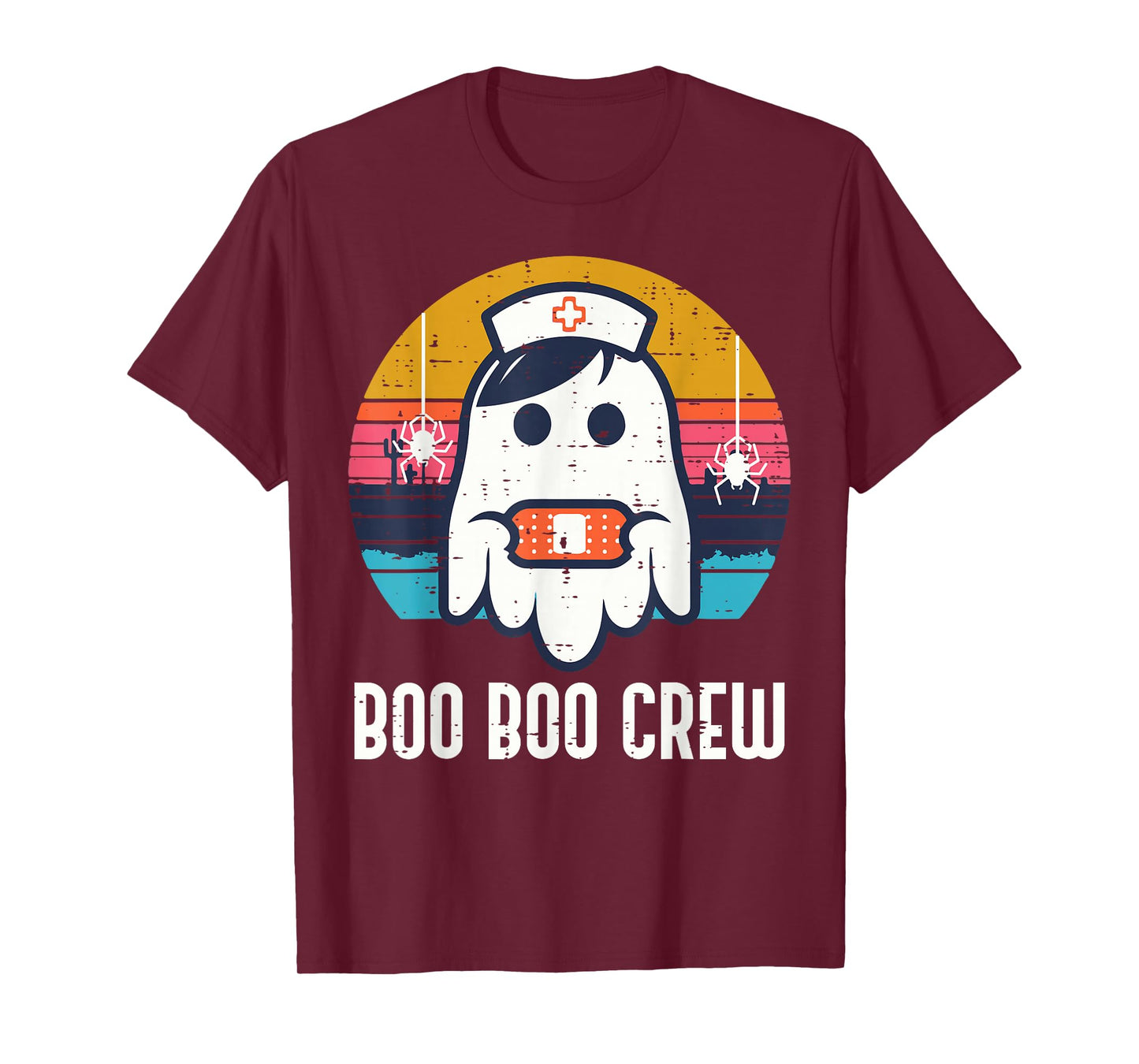 Halloween Nurse Ghost Boo Boo Costume Scrub Top Crew Women T-Shirt