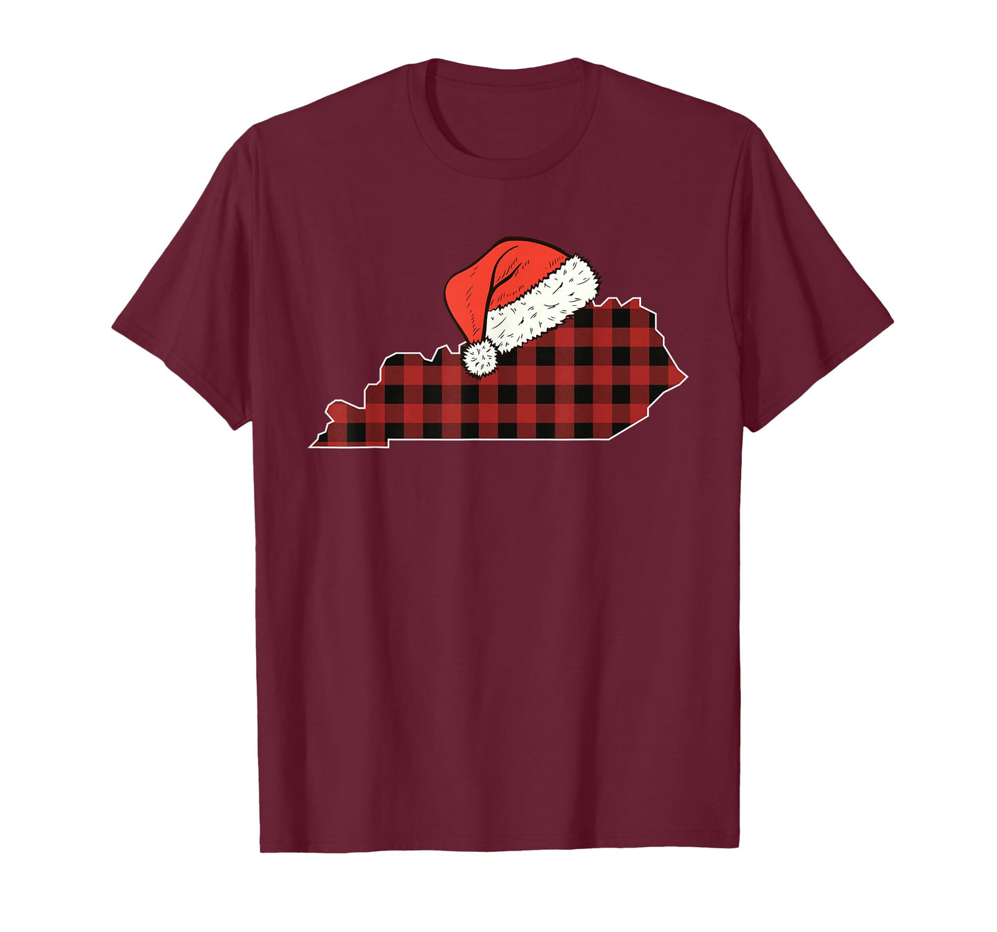 Kentucky Plaid Christmas Santa Hat Holiday Matching Design T-Shirt