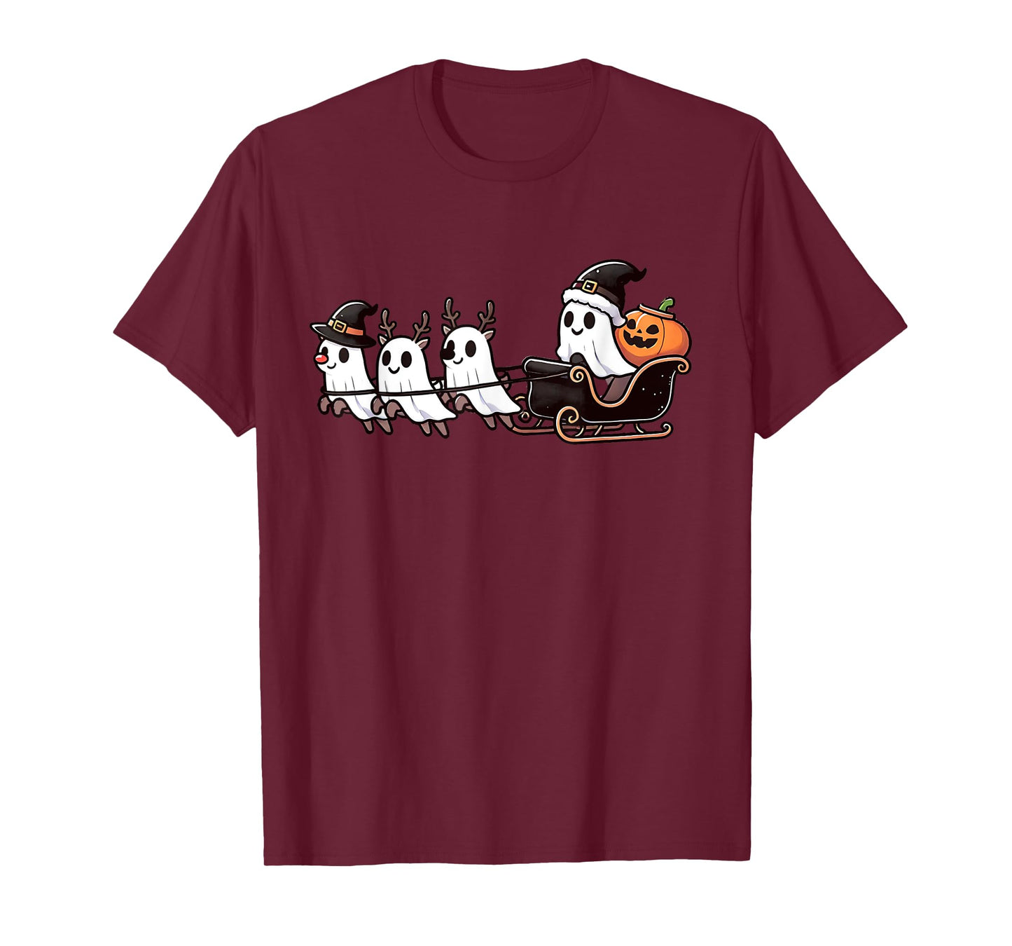 Halloween Christmas Santa's Reindeer Ghost Happy Ghost T-Shirt
