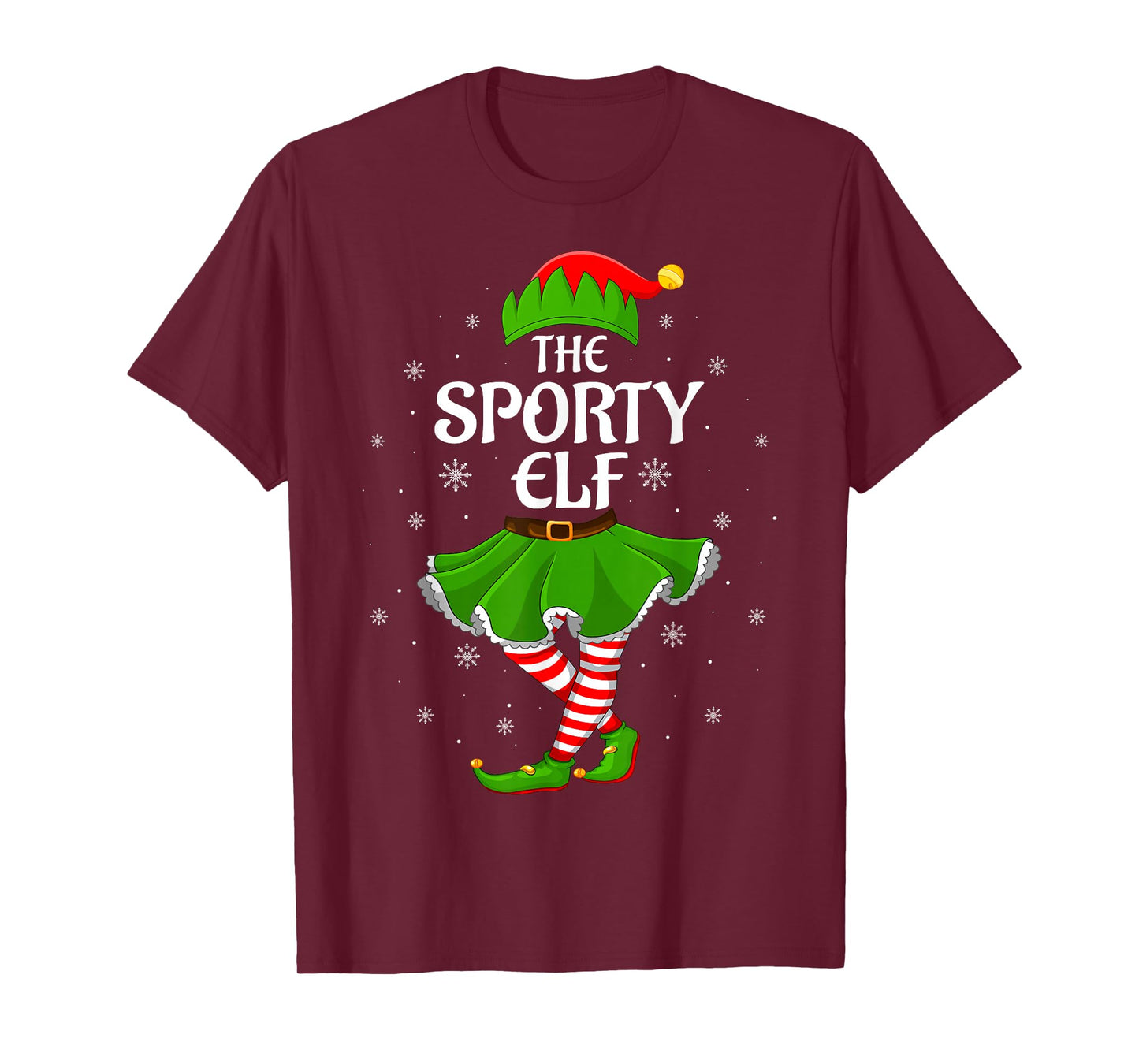 Sporty Elf Christmas Family Girls Women Elf Squad Xmas T-Shirt