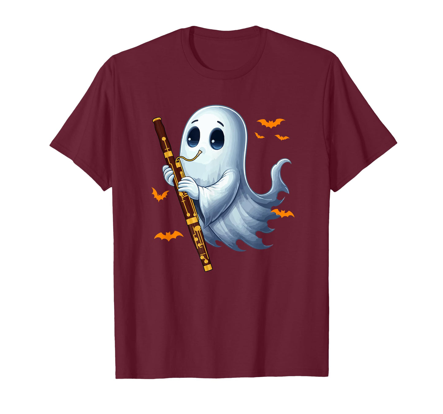 Boo Ghost Playing Bassoon Halloween Musical Instrument T-Shirt