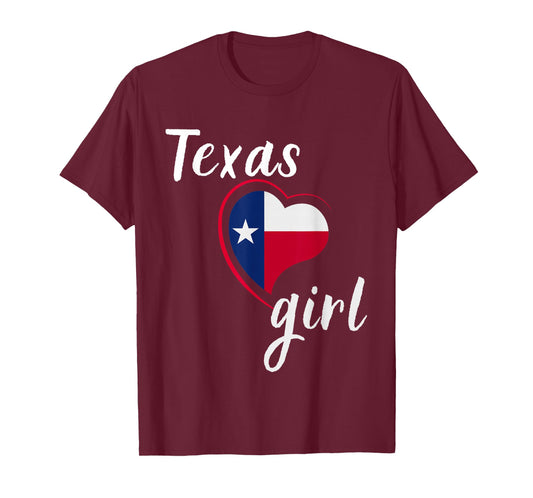 Texas Girl Red White and Blue Texas Flag T-Shirt