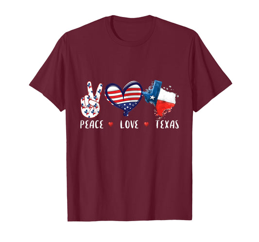 Peace Love Texas Flag Grown Souvenirs for Men Women Kids T-Shirt Small