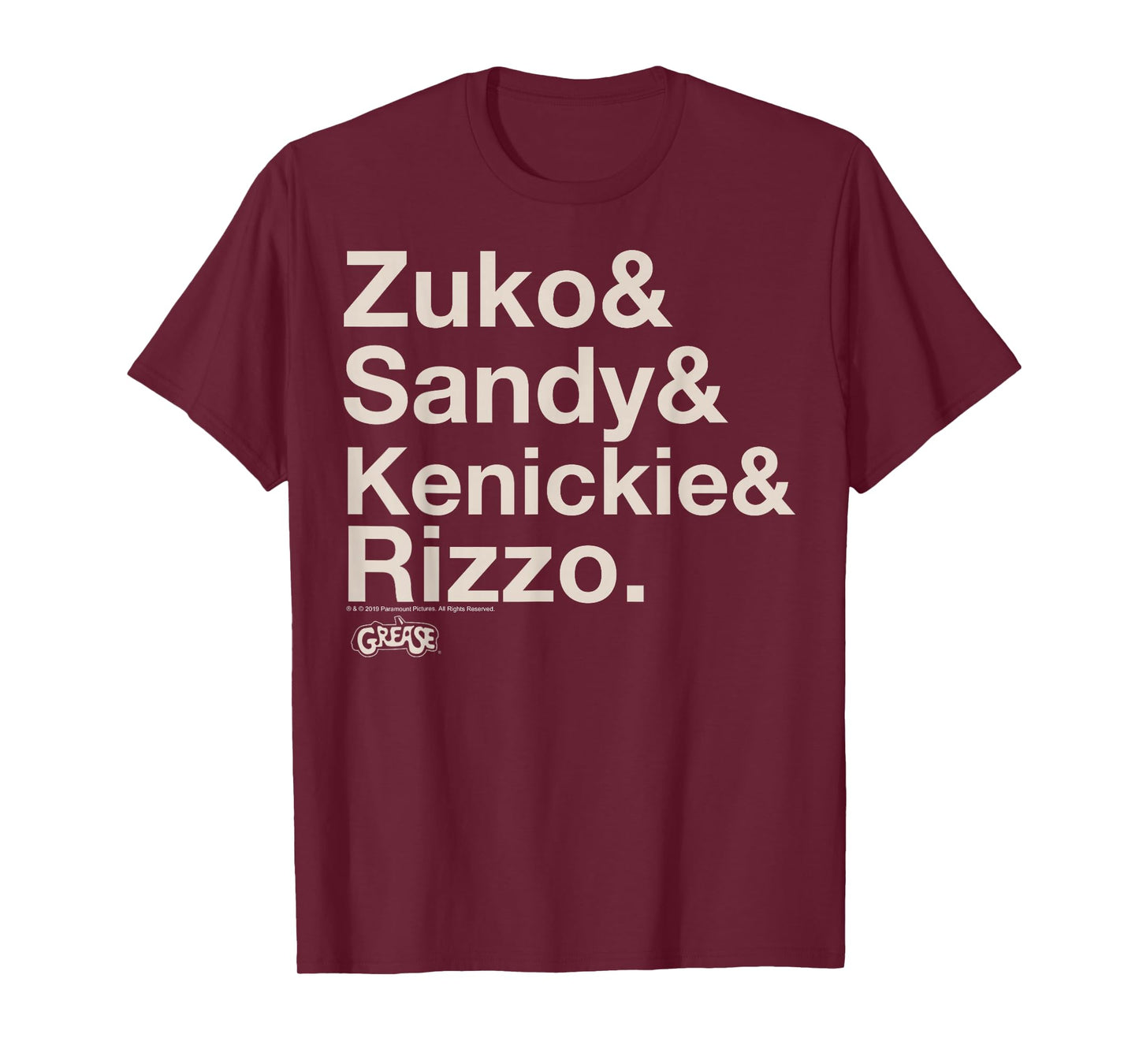 Grease Zuko Sandy Kenickie Rizzo Name Stack T-Shirt