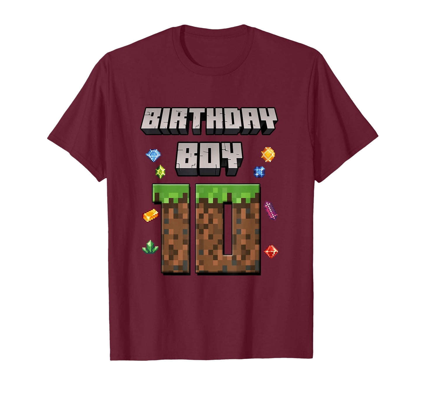 10th Birthday 10 Years Old Video Gamer Pixel Birthday Boys T-Shirt