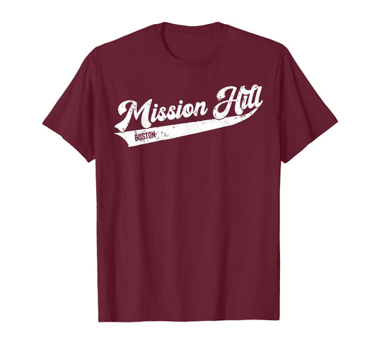 Mission Hill Boston Typographic Retro Distressed Design T-Shirt