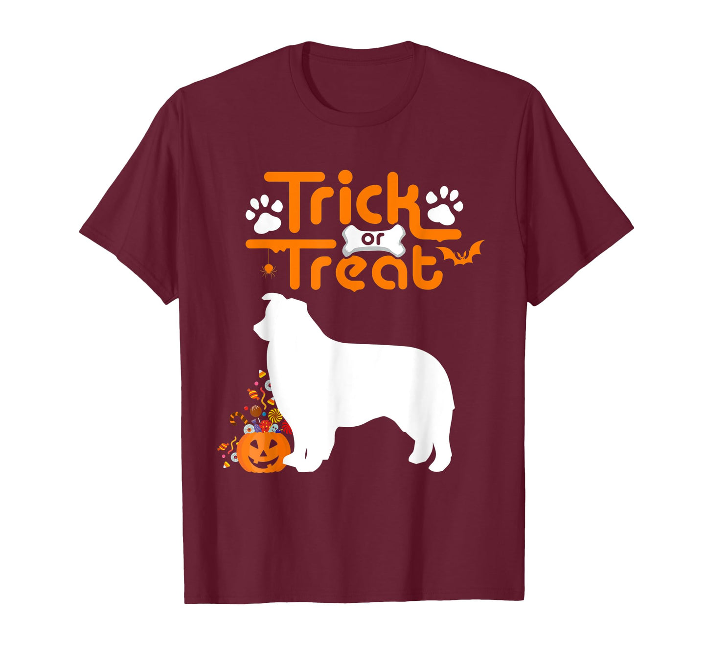 Trick Or Treat Australian Shepherd Dog Aussie Halloween Men Women Kids T-Shirt