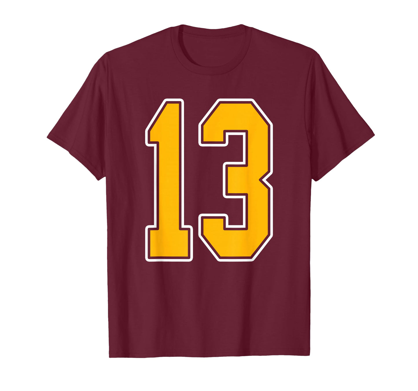 Gold and White Sports Number 13 Jersey Uniform Player T-Shirt