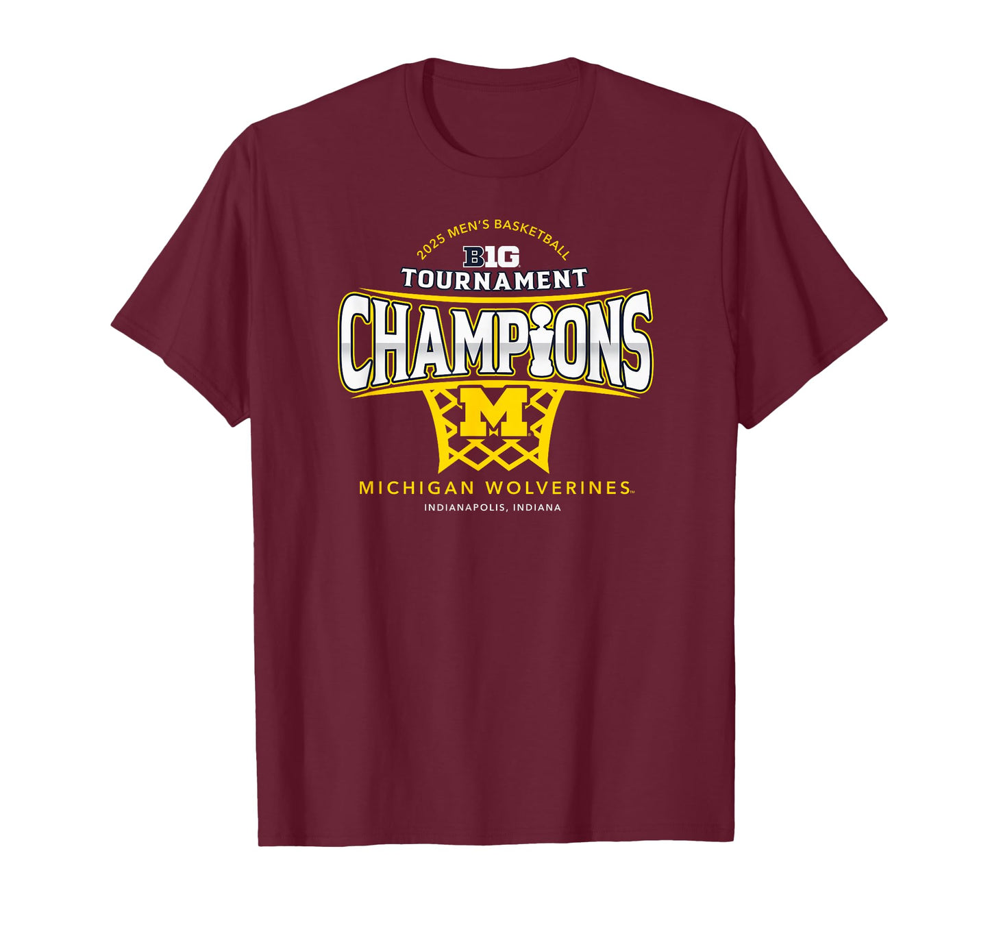 Michigan Wolverines Men's Basketball Big Ten Champs 2025 LR T-Shirt