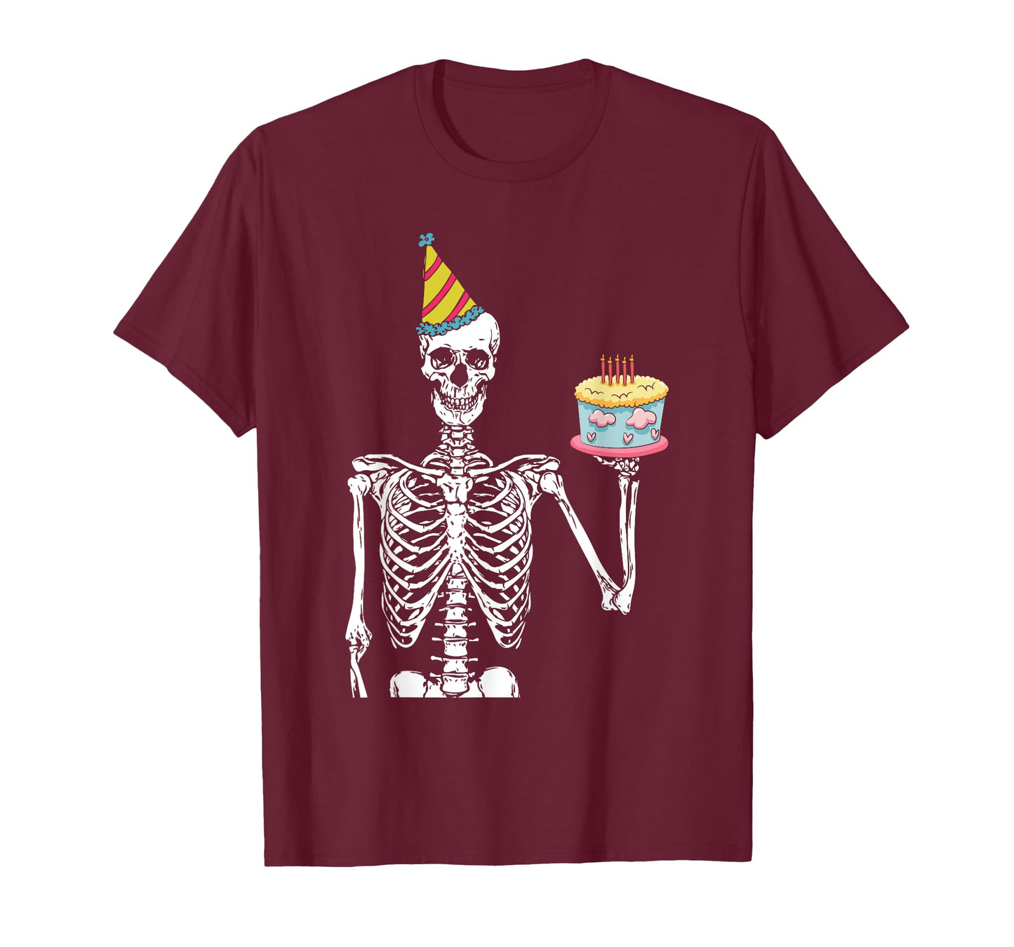 Skeleton Birthday Party Lazy Halloween Costume Funny Skull T-Shirt