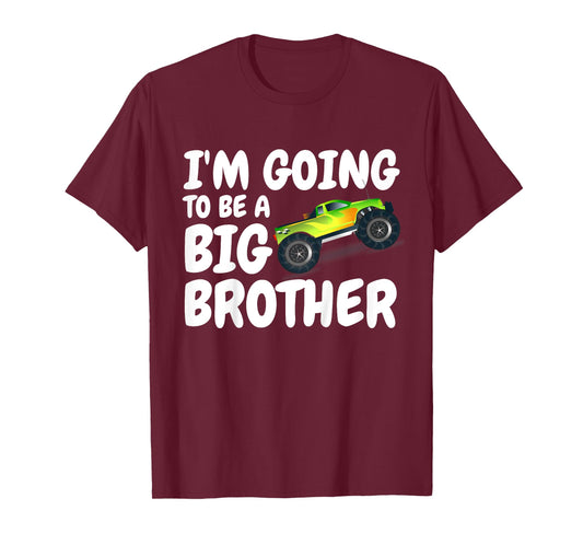 Kids I'm Going To Be A Big Brother Announcement Monster Truck Car T-Shirt