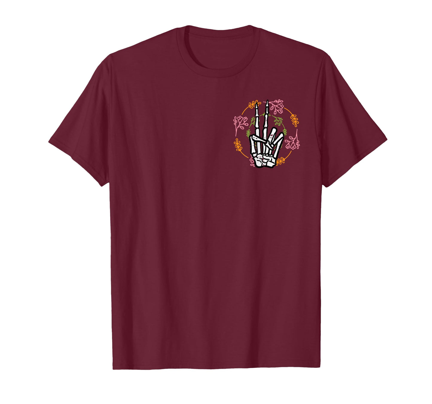 Skeleton Hand Peace Pocket Halloween Costume Men Women Kids T-Shirt