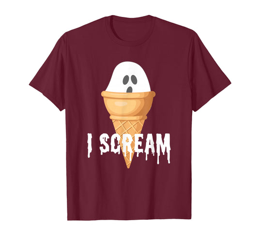 Ice Cream Halloween Costume Funny I Scream Ghost Pun T-Shirt