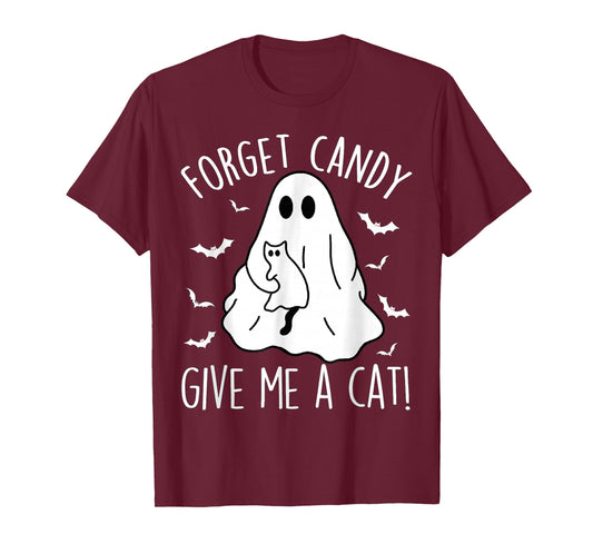 Boo Ghost Black Cat Forget Candy Give Me Cat Halloween T-Shirt