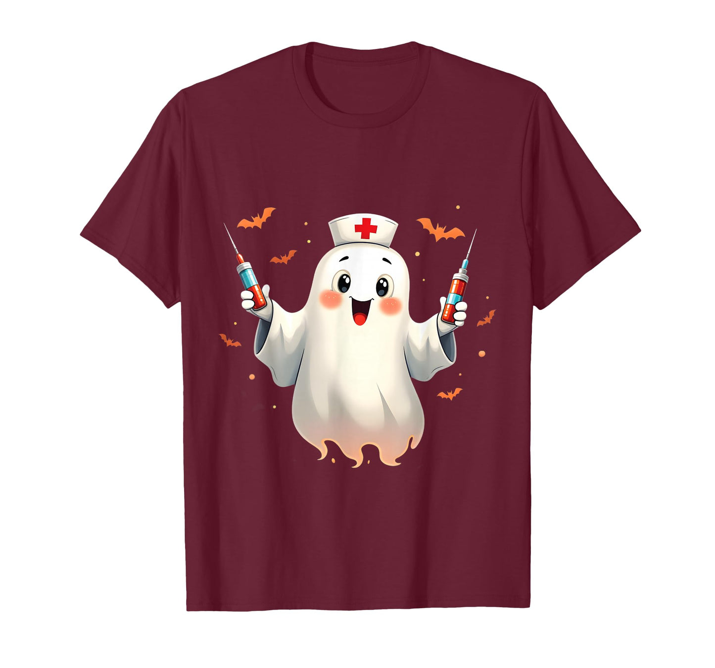 Spooky Halloween Nurse Ghost Holding Syringes T-Shirt