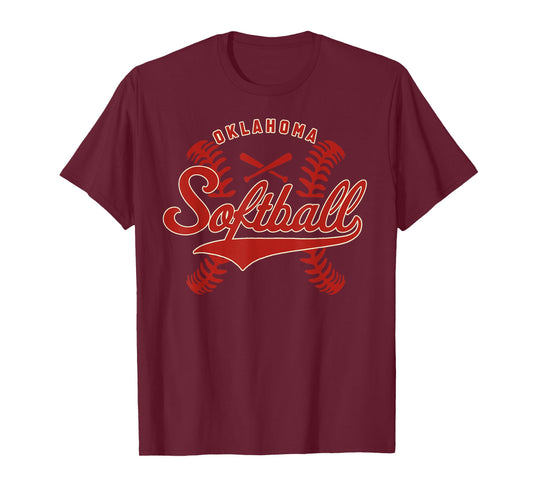 Oklahoma Softball Vintage Mens Kids Team Retro Softball Fan T-Shirt