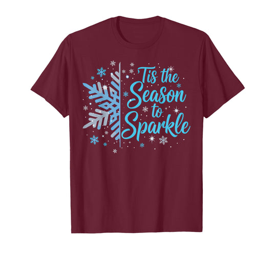 Tis The Season to Sparkle Snowflake Holiday Christmas Pajama T-Shirt