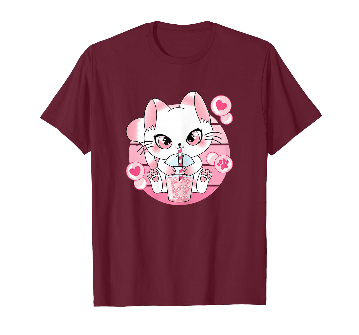 Japanese Anime Cat Kawaii Bubble Tea Women Girls Kids T-Shirt