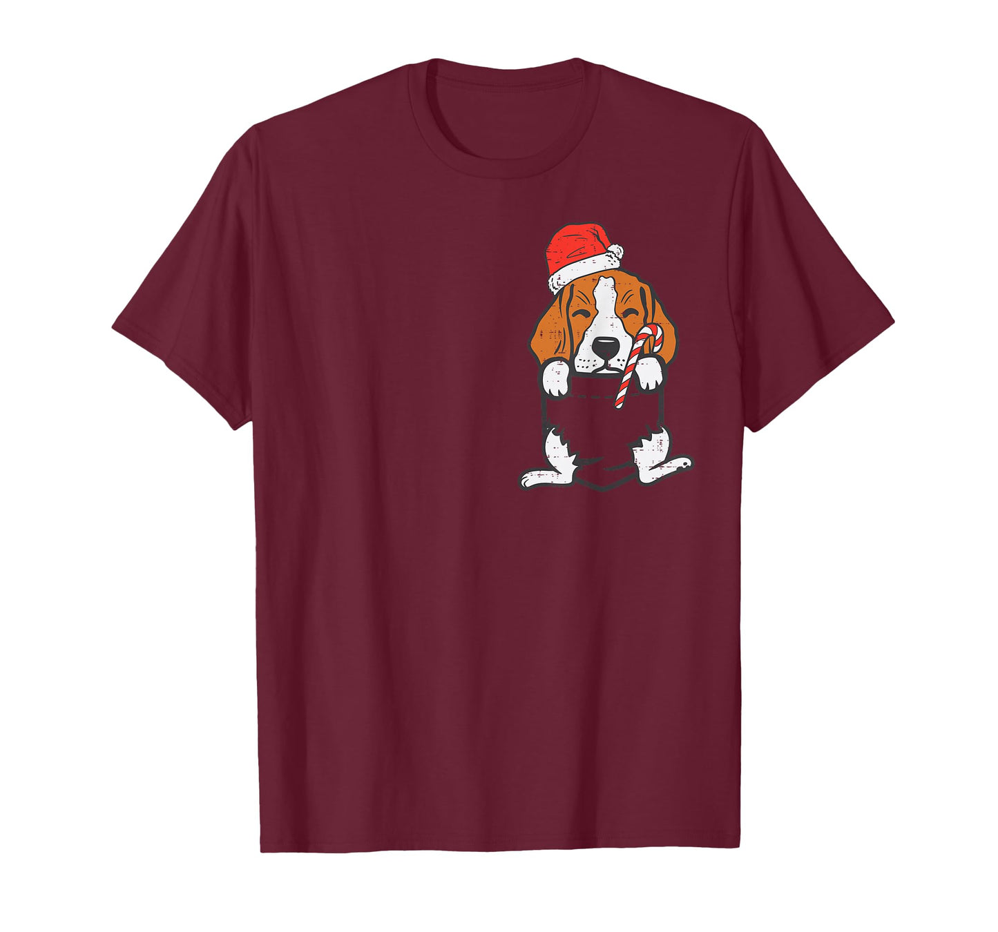 Pocket Beagle Santa Dog Christmas Xmas Men Women T-Shirt