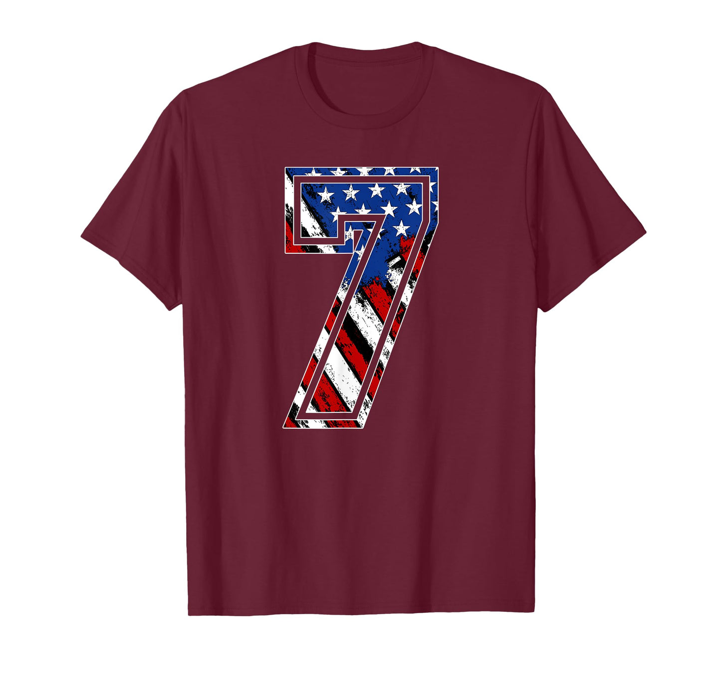 Number 7 Red White and Blue American Flag #7 Jersey Shirt T-Shirt