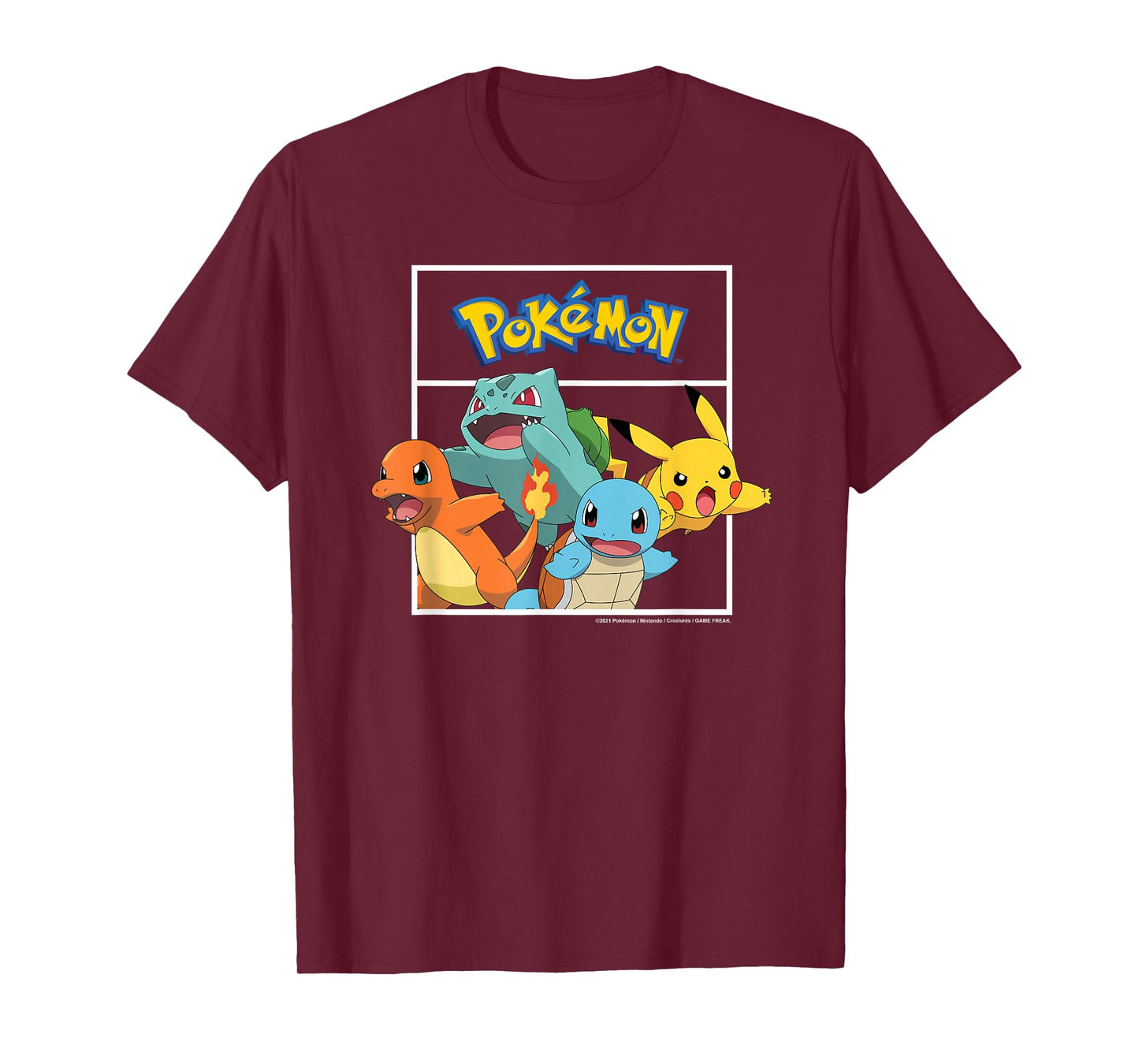 Pokémon - Pikachu Charmander Bulbasaur Squirtle Kanto Group T-Shirt