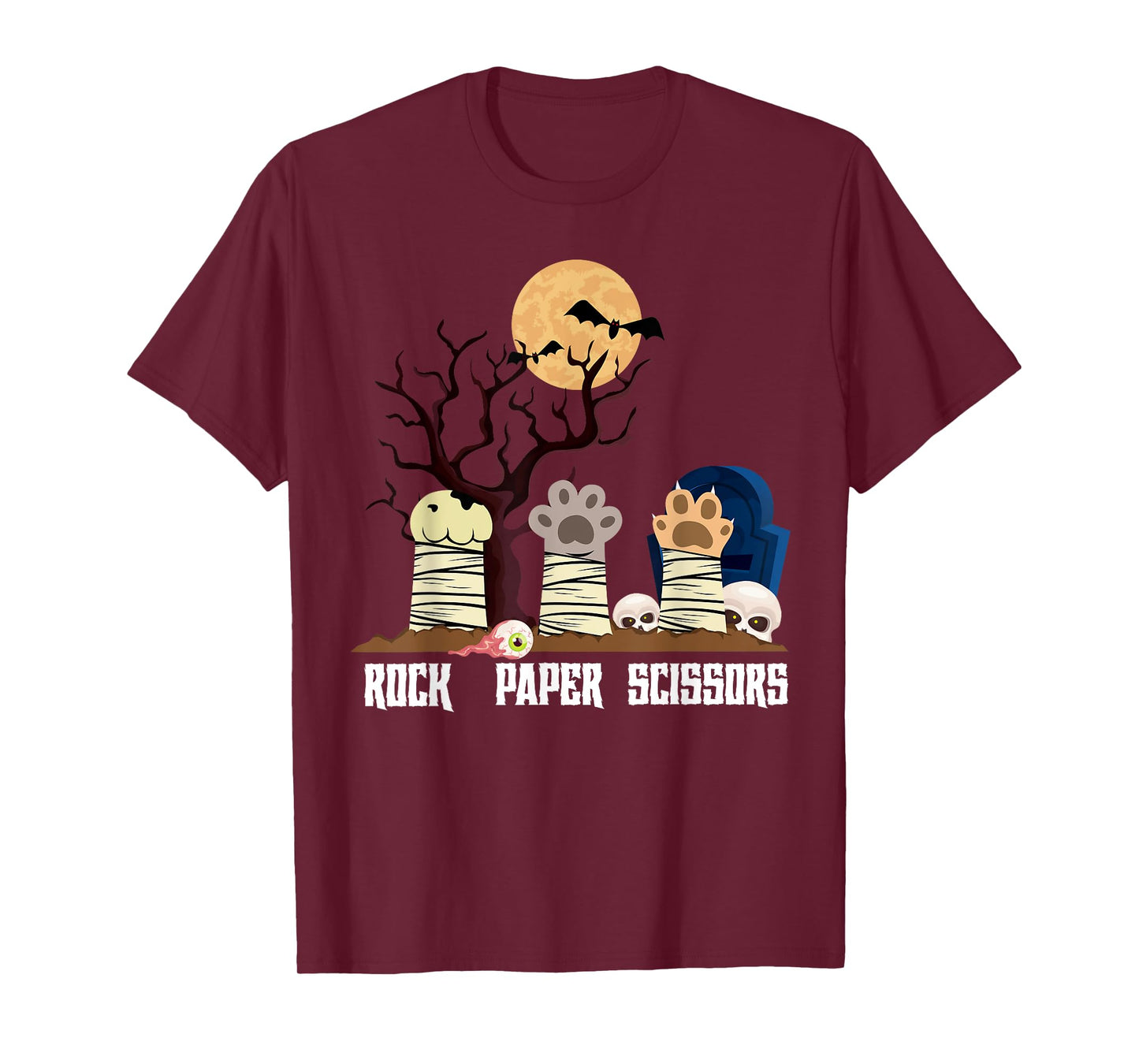 Rock Paper Scissors Animal Meme Halloween Zombie Cat Men Women Kids T-Shirt