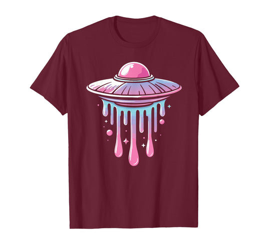 Drip Spaceship Graphic – Cosmic Alien Aesthetic T-Shirt