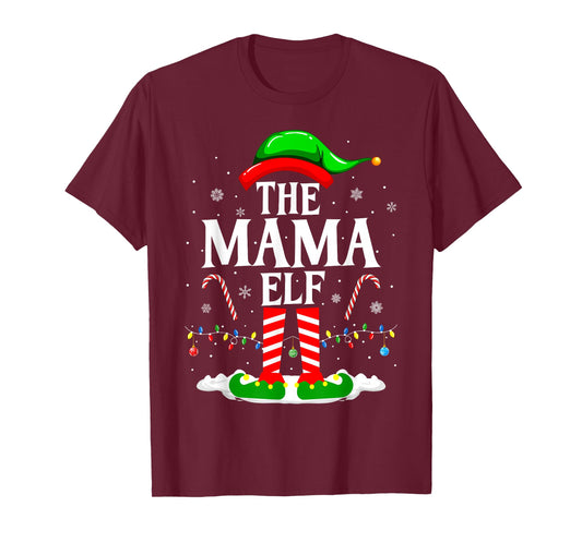 The Mama Elf Funny Xmas Elf Matching Family Christmas T-Shirt